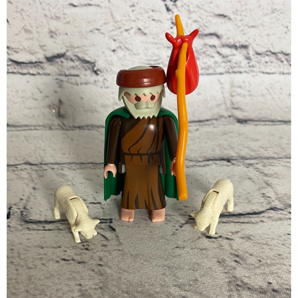 Playmobil Set If 3 Shepherd Two White Lambs 3677 Christmas Nativity Set